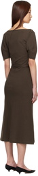 LEMAIRE Brown Off Shoulder Midi Dress