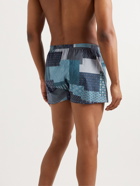 Anonymous ism - Slim-Fit Printed Cotton and Linen-Blend Boxer Shorts - Blue