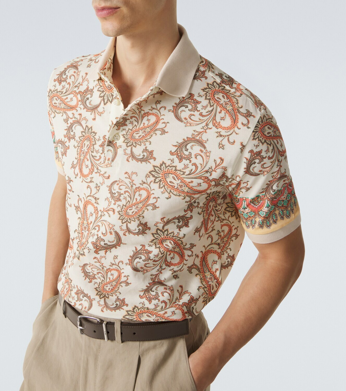 Etro Paisley cotton piqué polo shirt