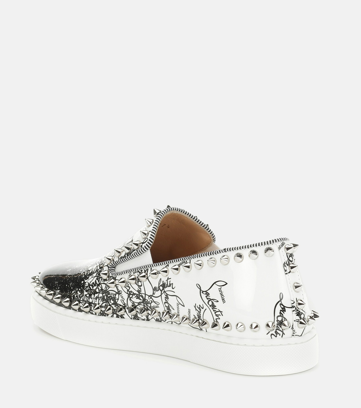 クリスチャン ルブタン  Pik Boat Woman Flat Christian Louboutin Pik Boat Silver Lame Gold Spike Flat