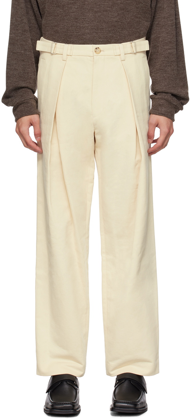 AFTER PRAY Off-White Two Tuck Trousers