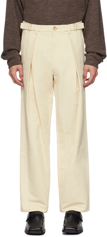 Photo: AFTER PRAY Off-White Two Tuck Trousers