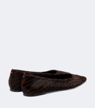 Aeyde Cassy zebra-print calf hair ballet flats