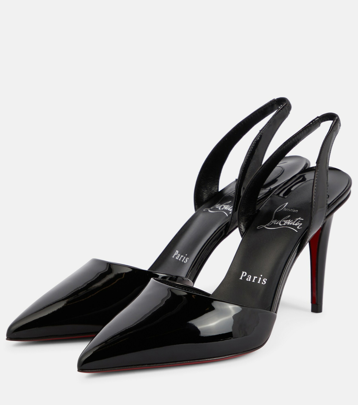 Christian Louboutin - Astrid 85 patent leather slingback pumps ...