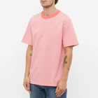 Armor-Lux Men's Fine Stripe T-Shirt in Watermelon/White