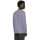 Comme des Garcons Play Navy and White Striped Heart Patch T-Shirt