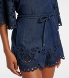 Zimmermann Mahon broderie anglaise denim shorts