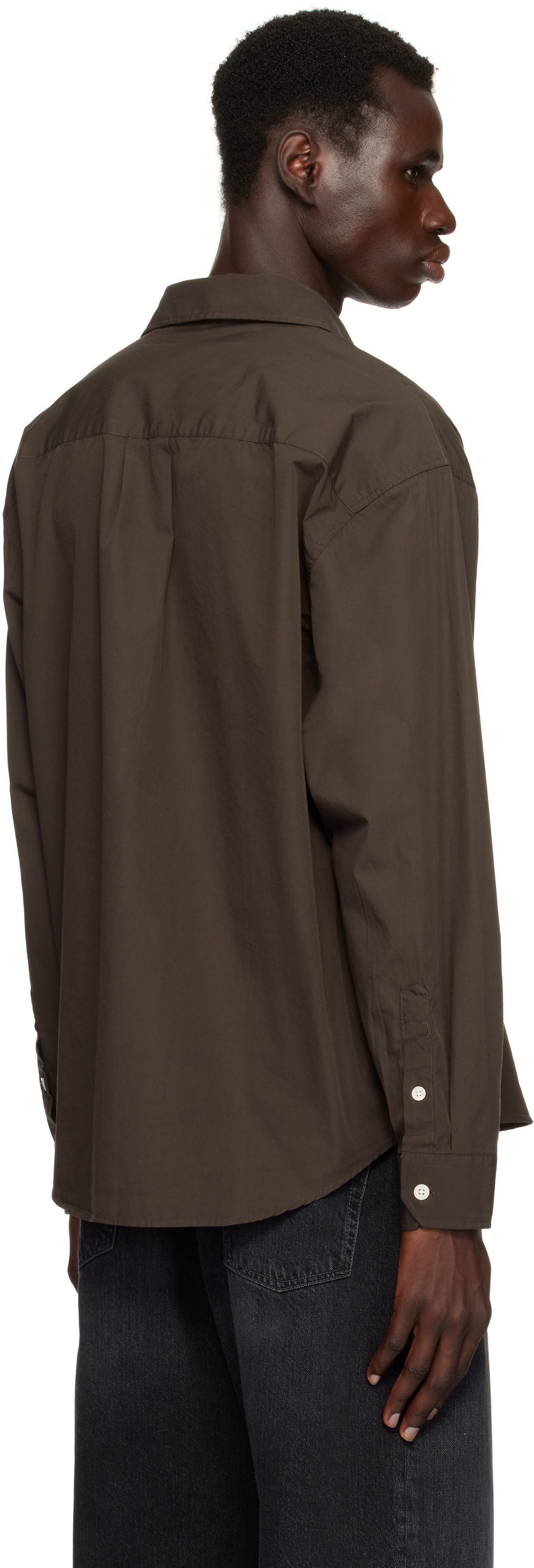 mfpen Brown Poplin Executive Shirt