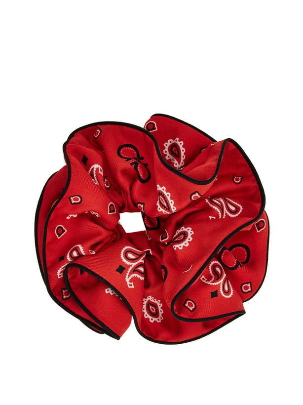 Photo: Ferragamo Womens Arabesque print silk scrunchie in Red
