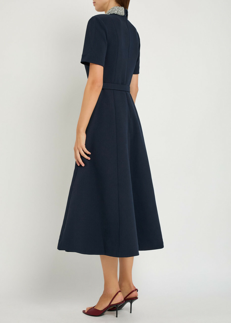 Rebecca Vallance Xena Crystal-embellished Crepe Midi Dress Navy