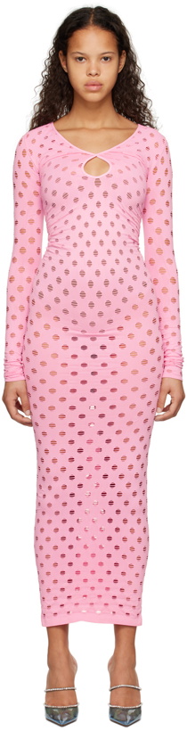 Photo: Maisie Wilen Pink Perforated Midi Dress