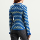Damson Madder Women's Silvia Cotton Merino Blend Polo Jumper in Blue