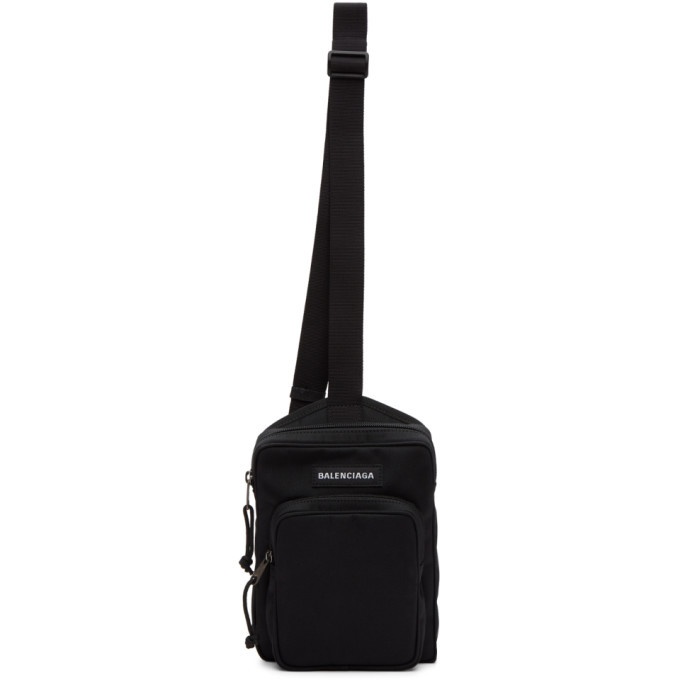 Photo: Balenciaga Black Recycled Nylon Explorer Messenger Bag