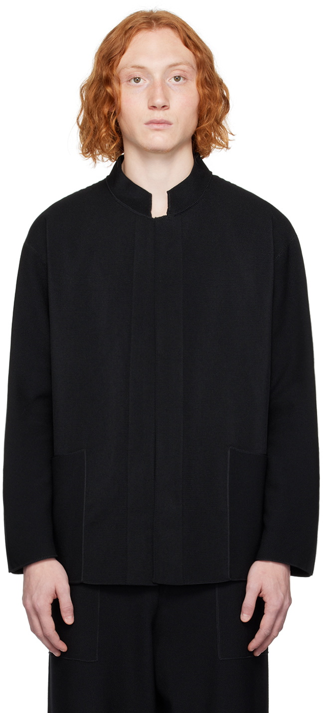 HOMME PLISSÉ ISSEY MIYAKE Black Inlaid Cardigan HOMME PLISSÉ ISSEY MIYAKE Black Inlaid Cardigan