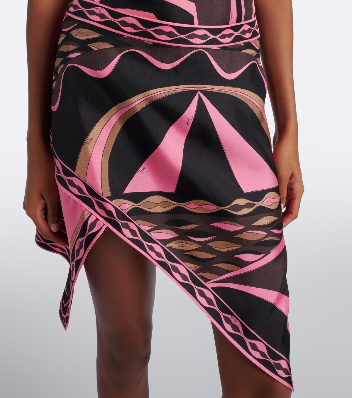 Pucci Dune asymmetric silk twill miniskirt