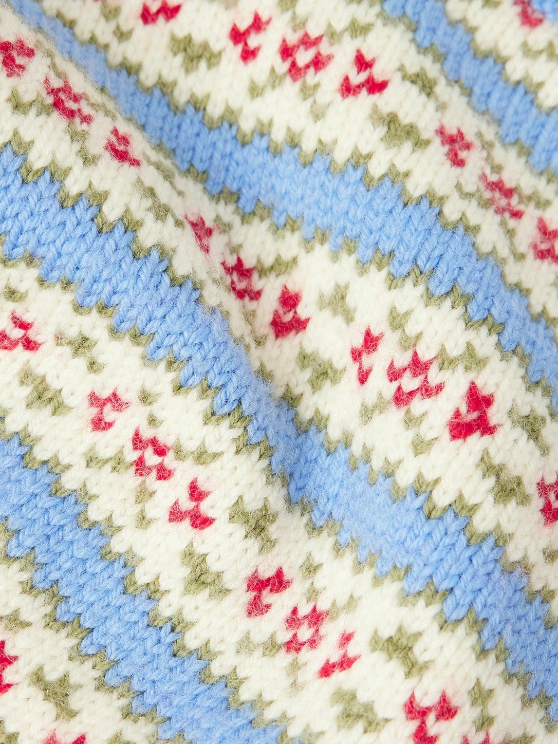 BODE - Wedgewood Intarsia-Knit Wool Sweater - Blue