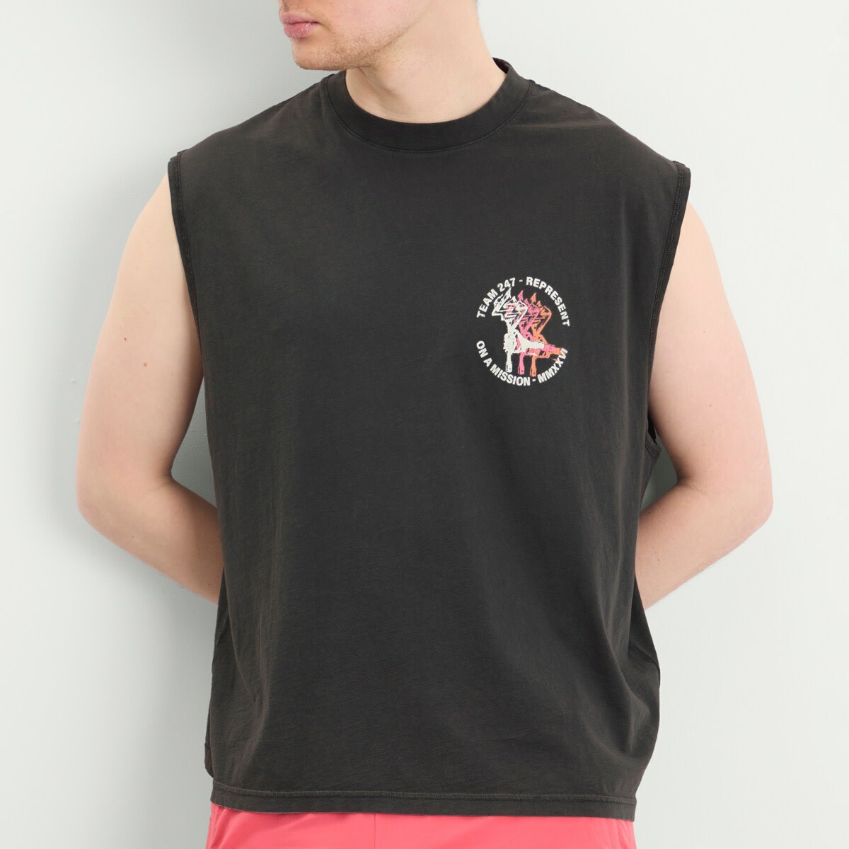 Represent 247 Men's Torch Crop Tank in Washed Black