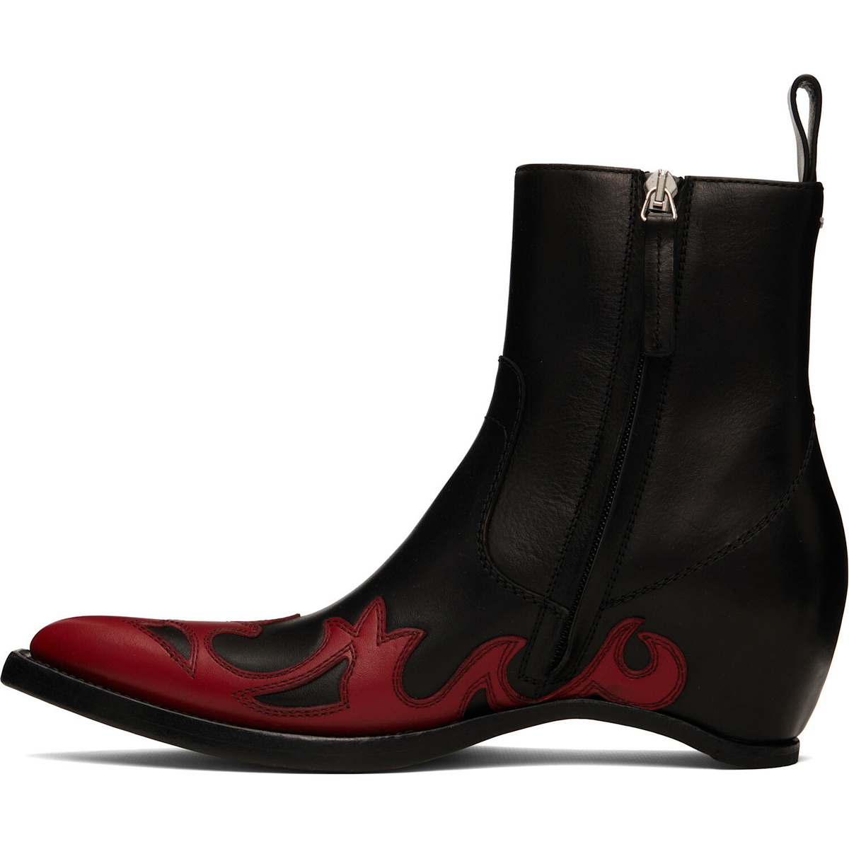 Maison Margiela Black & Red Heel-Less Western Flame Boots