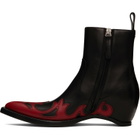 Maison Margiela Black & Red Heel-Less Western Flame Boots