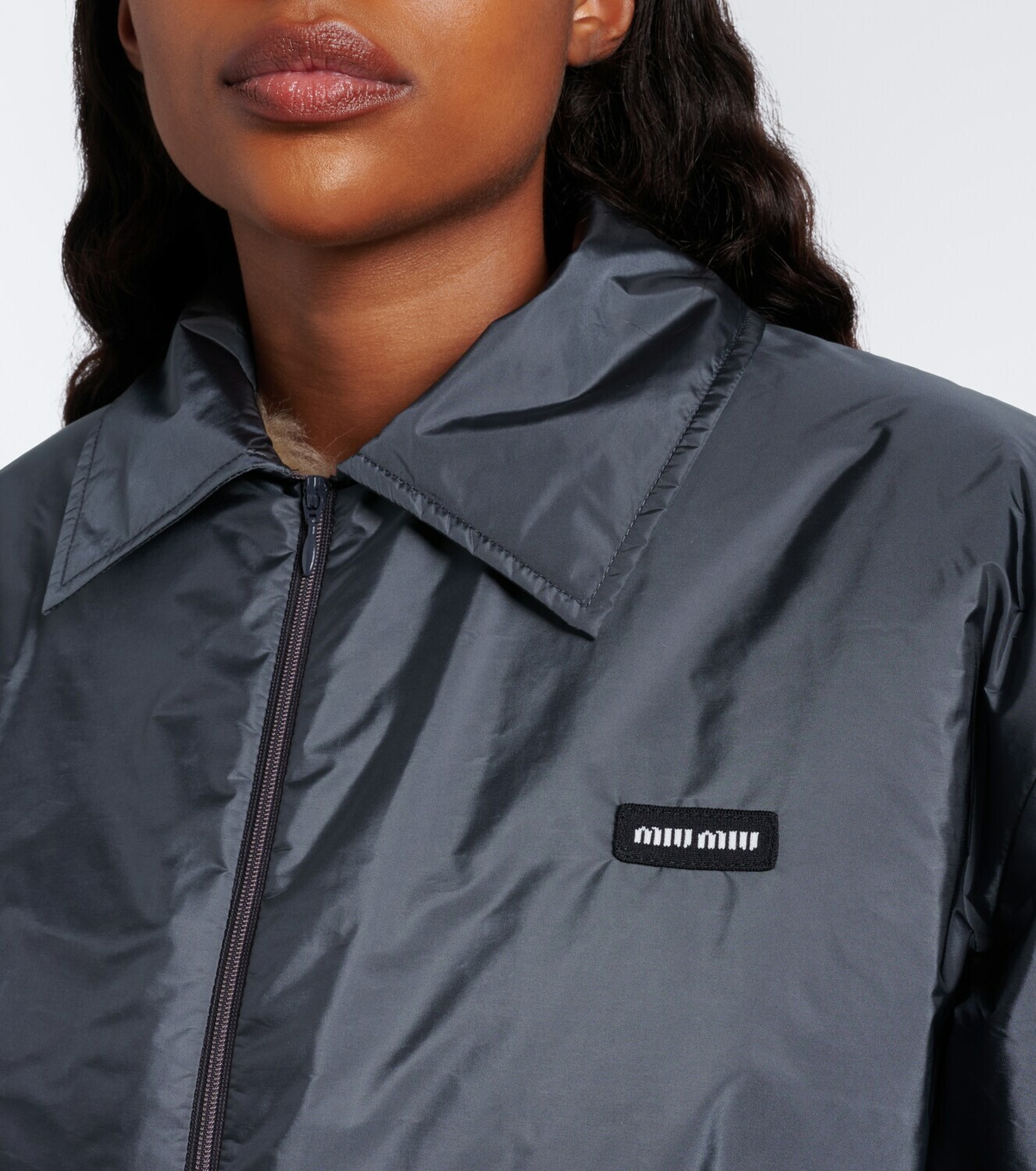 Miu Miu Cropped shearling-lined blouson jacket