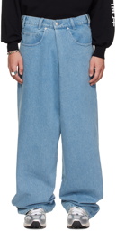 LU'U DAN Blue Pleated Front Jeans