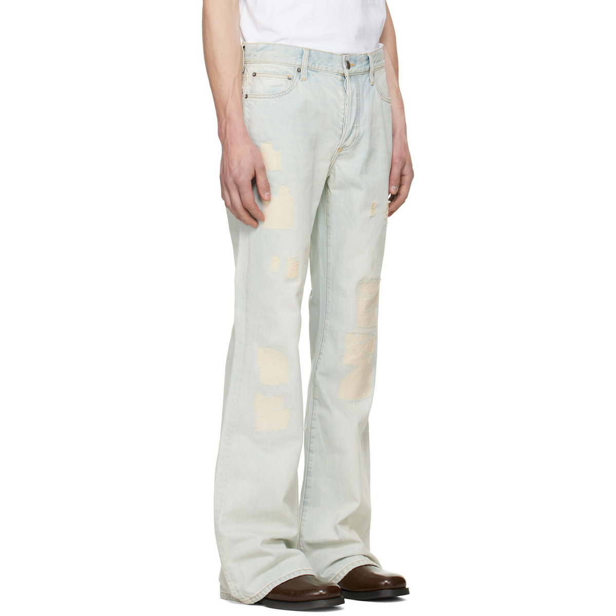 COÛT DE LA LIBERTÉ Blue Jimmy Crispy Rigid Denim Flare Jeans