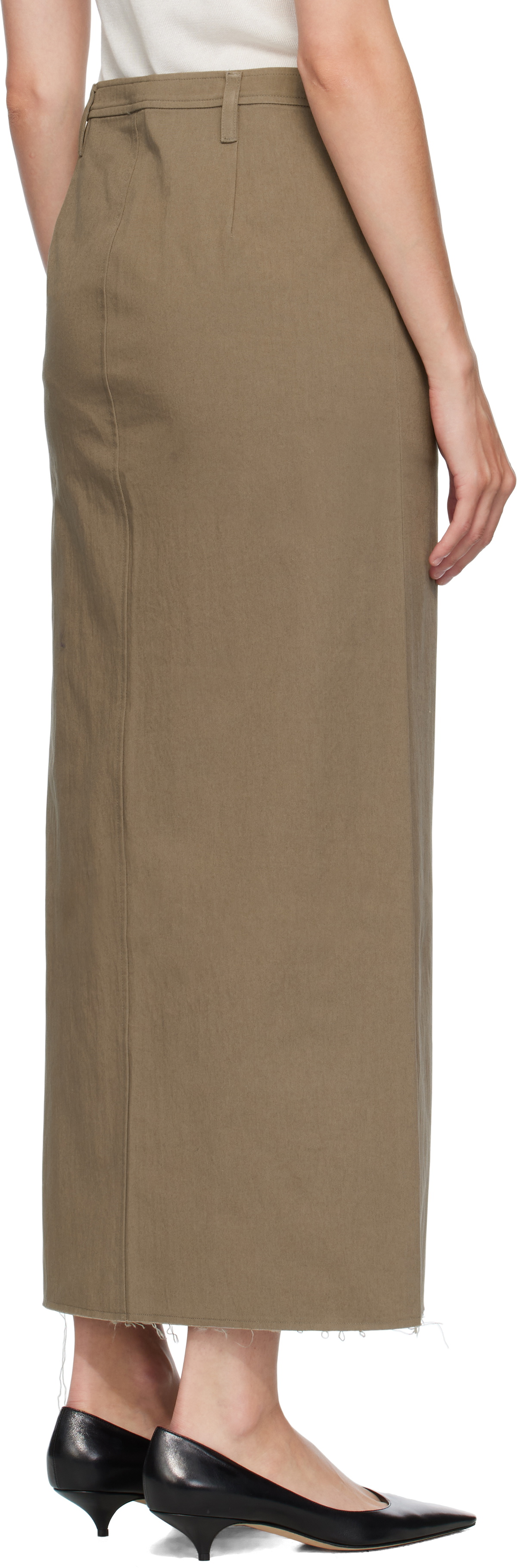 COOR Green Cotton Relaxed Long Midi Skirt