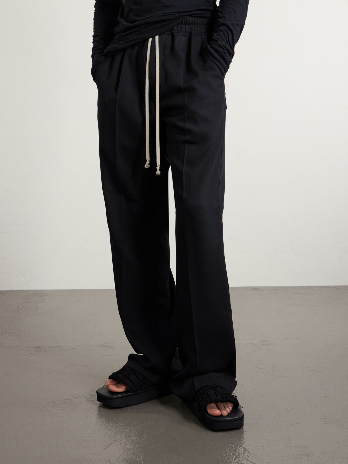 DRKSHDW by Rick Owens - Frayed Denim Slides - Black