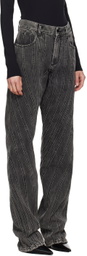Mugler Black Washed Spiral Baggy Jeans