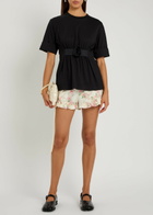 Simone Rocha Gathered Floral-appliquéd Cotton T-shirt Black