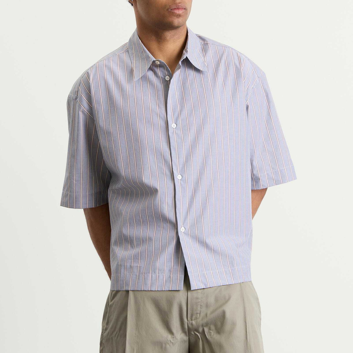 Studio Nicholson Men's Sanko Boxy Shirt in Grey/Brown