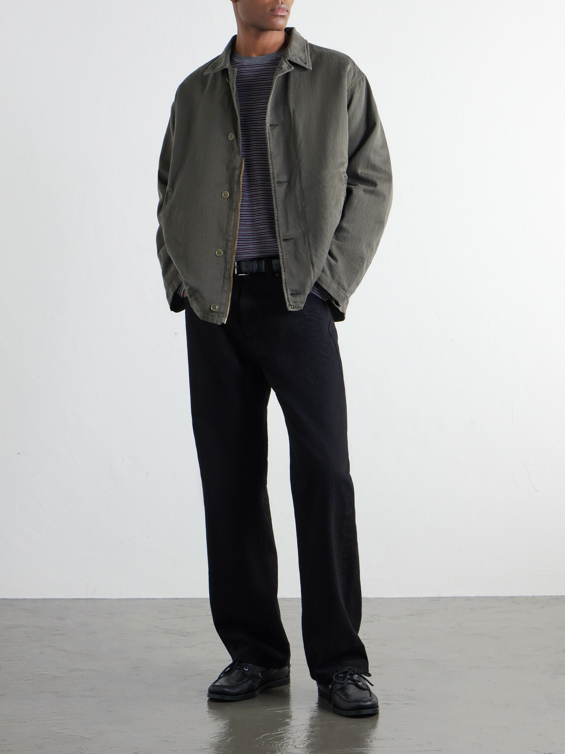 A.PRESSE - US Navy N-4 Deck Cotton-Herringbone Jacket - Green