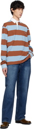 AFTER PRAY Brown & Blue Stripe Jersey Rugby Polo