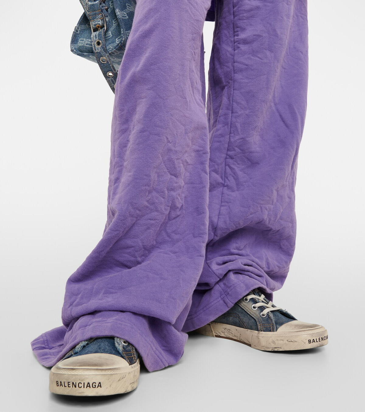 PARIS MULES IN BLUE DESTROYED DENIM AND RUBBER