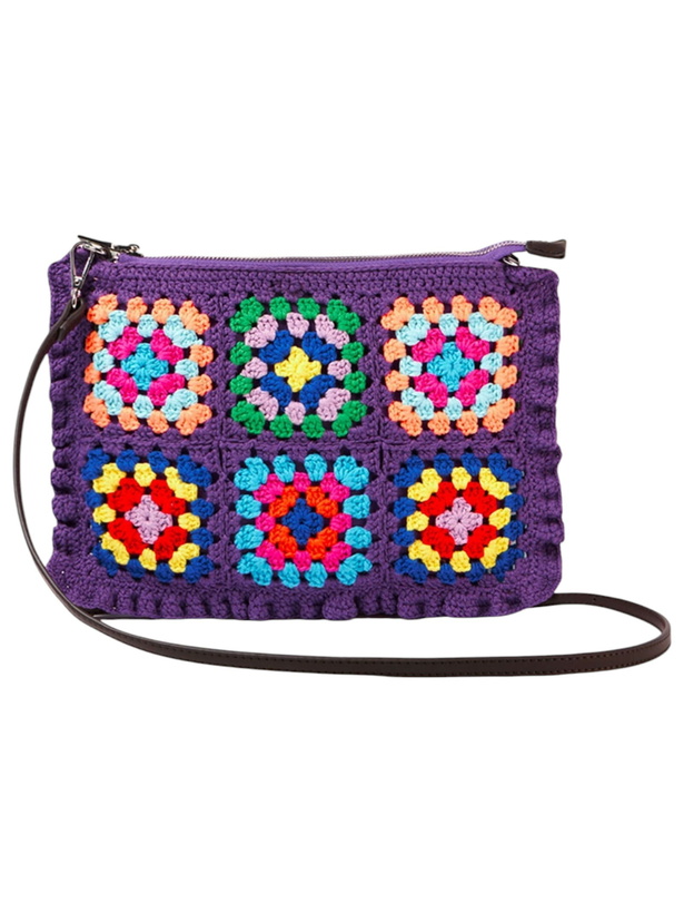 Photo: MC2 Saint Barth Parisienne Violet Crochet Crossbody Pouch Bag