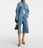 The Attico Denim wide-leg Bermuda shorts