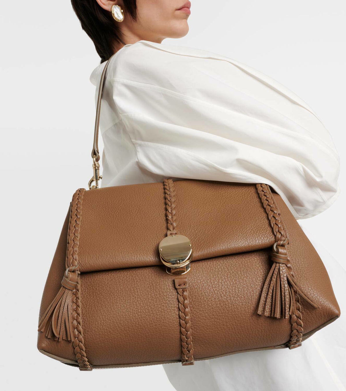 【Chloe】Penelope Medium’ shoulder bag brown Chloé Penelope Medium leather shoulder bag Chloe