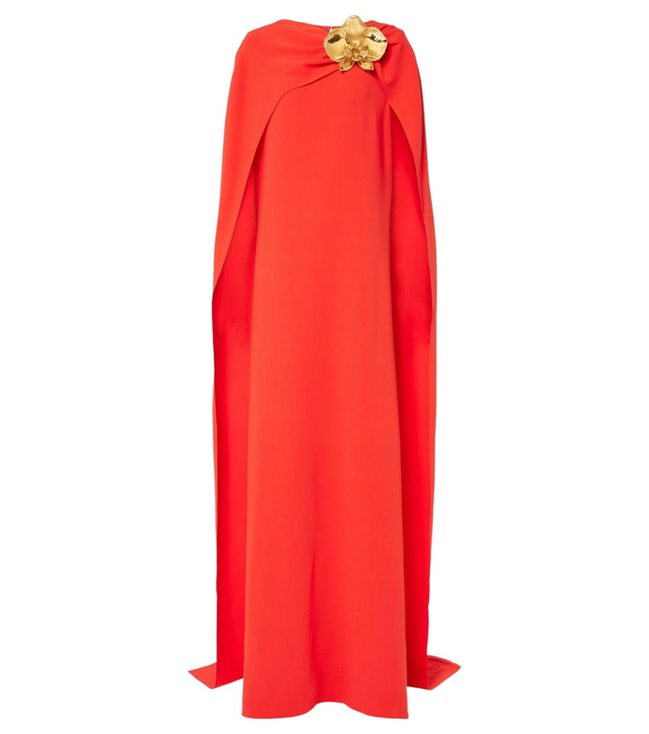 Photo: Oscar de la Renta Orchid embellished caped silk-blend gown
