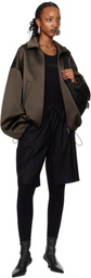 Fear of God ESSENTIALS Brown Satin Bomber Jacket