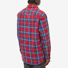 Gucci Men's Checked Logo Flannel Shirt in Red