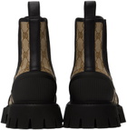 Gucci Beige & Black GG Chelsea Boots