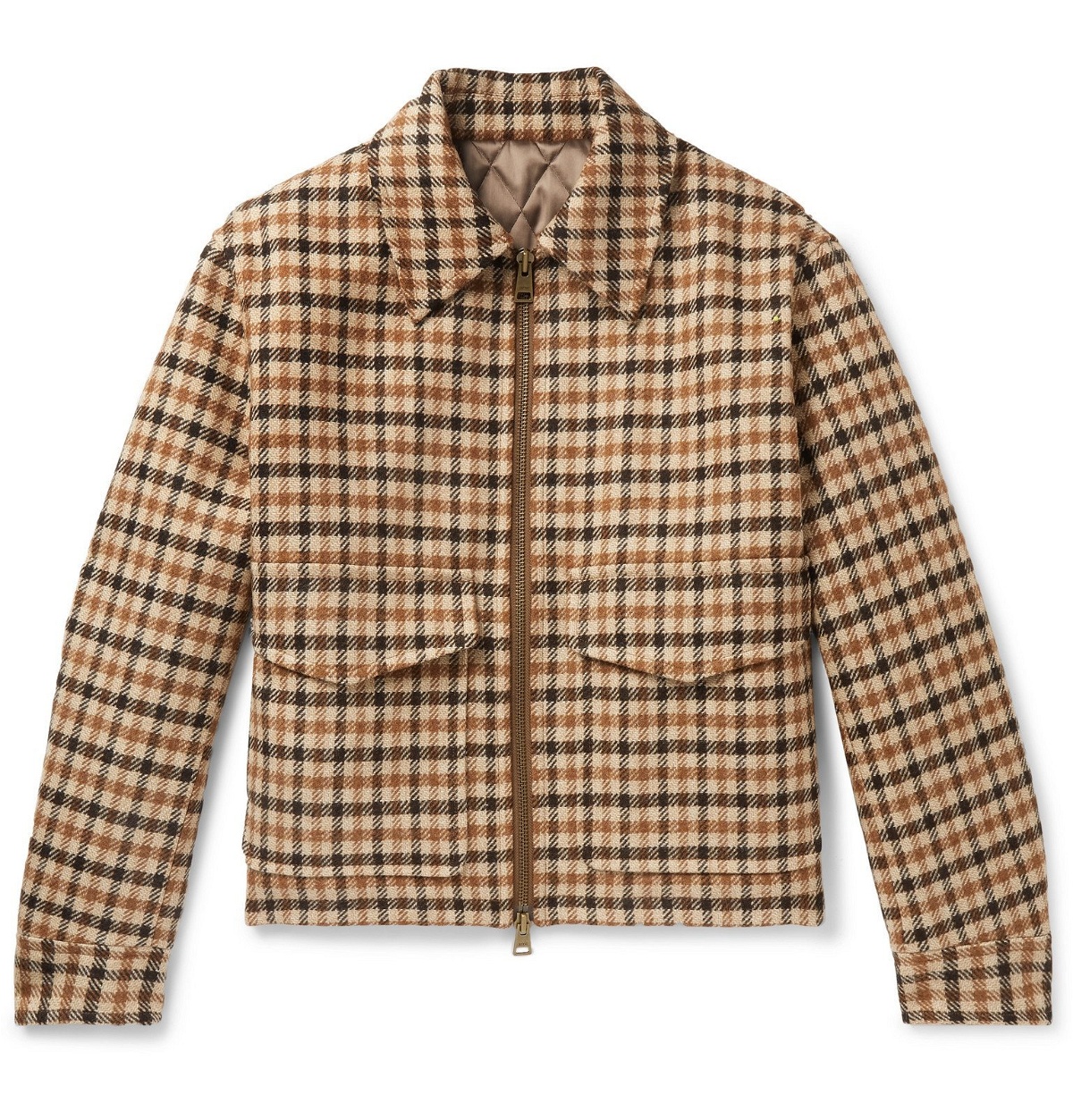 AMI - Padded Checked Wool Harrington Jacket - Neutrals AMI