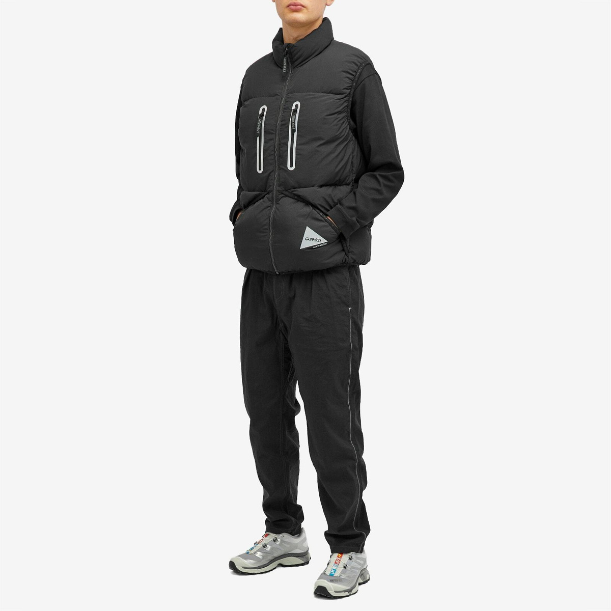 Gramicci Men's x and wander Down Vest in Black Gramicci