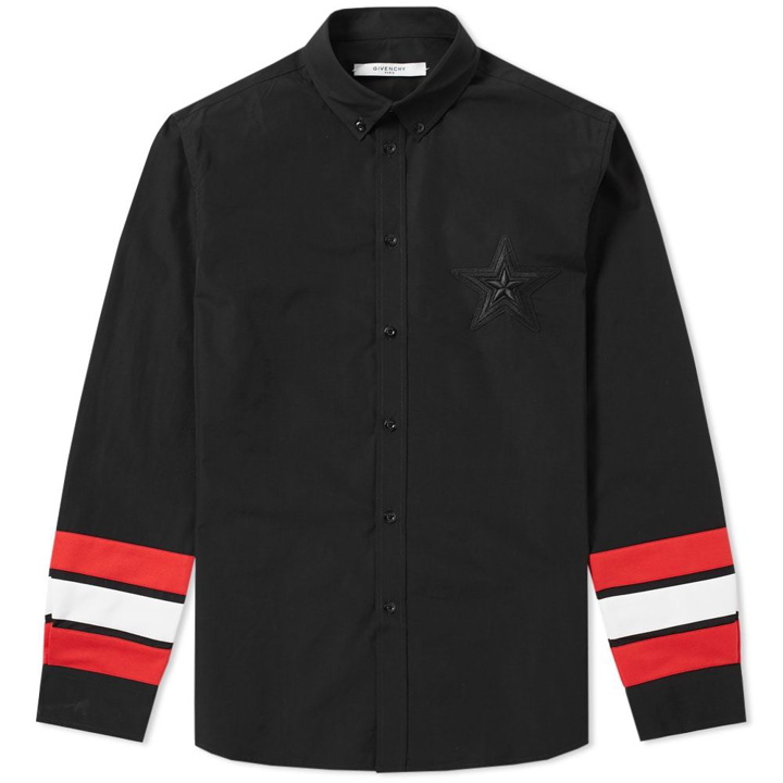 Photo: Givenchy Regular Star Embroidered Tape Sleeve Shirt Black
