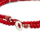 Mikia Men's Double-Wrap Beaded Bracelet in Red