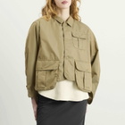 Beams Boy Women's Chambray Gabardine Short Fishing Jacket in Beige 