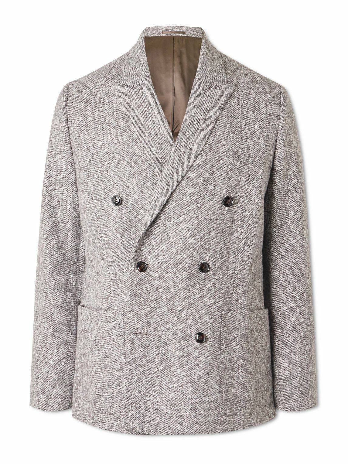 NN07 - Jordin 1087 Double-Breasted Recycled-Herringbone Suit Jacket - Brown