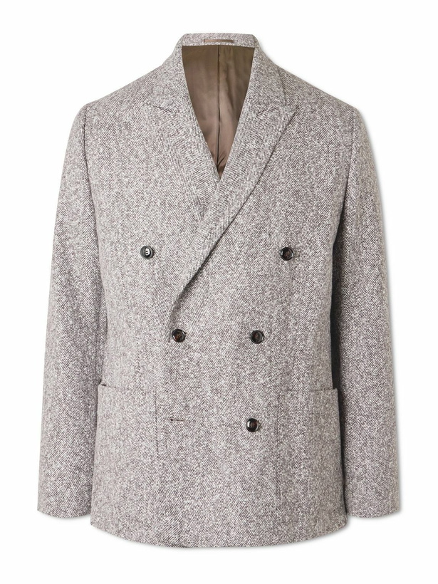Photo: NN07 - Jordin 1087 Double-Breasted Recycled-Herringbone Suit Jacket - Brown