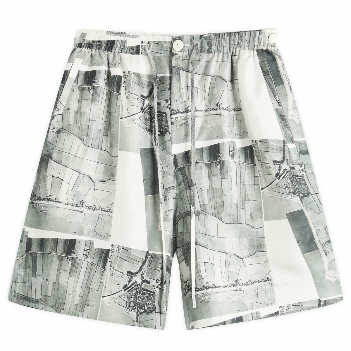 Róhe Men's Silk Drawstring Shorts in Durgerdammerdijk Print