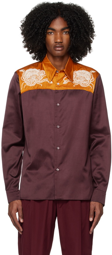 Photo: Dries Van Noten Purple & Orange Embroidered Shirt